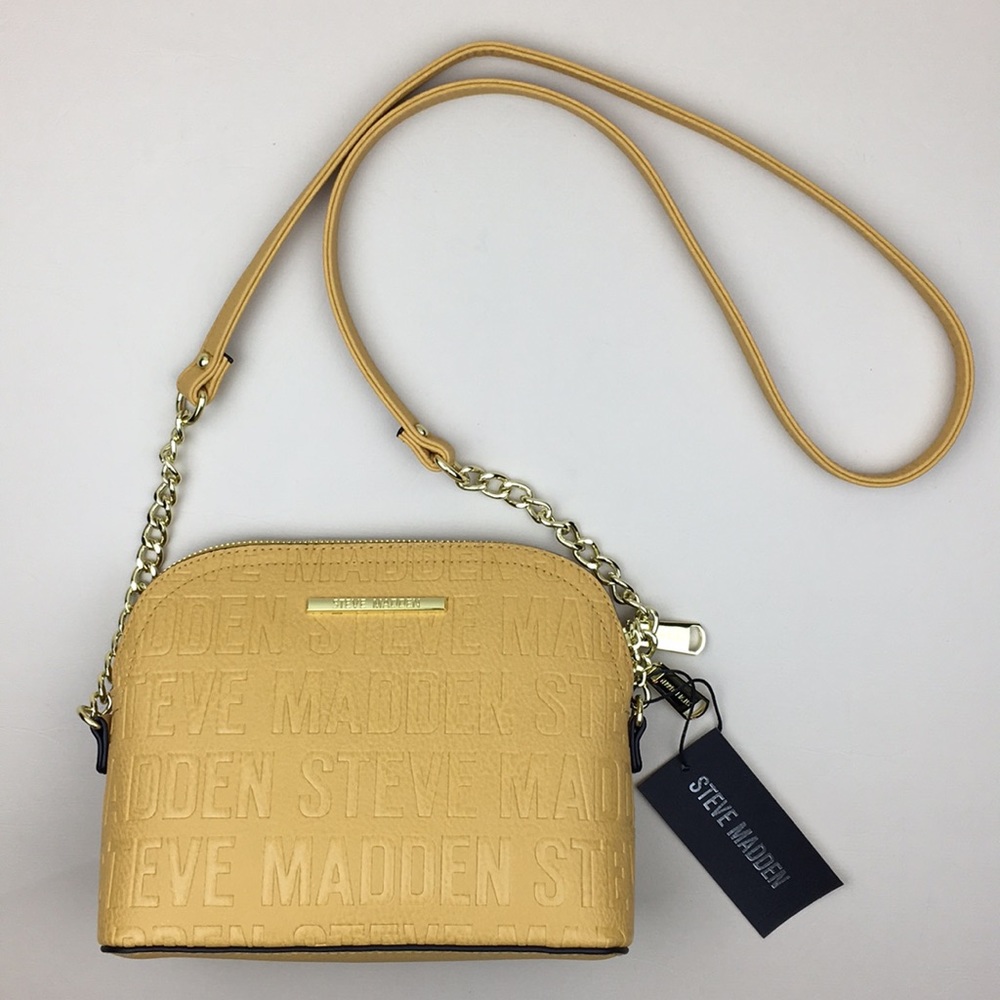 Steve Madden Marylin Logo Mustard Crossbody Purse - Picture 2 of 9